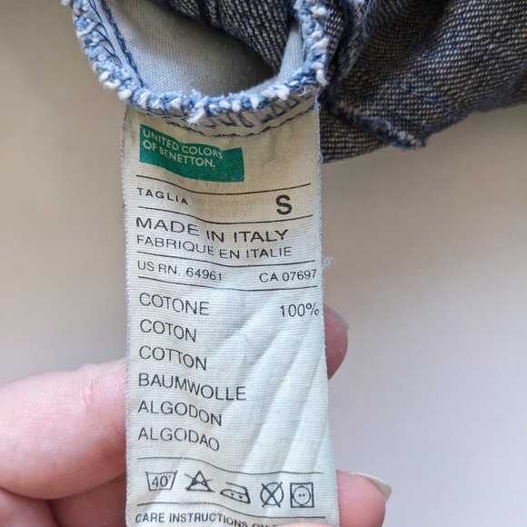 United Colors of Benetton Denim Jacket 100% Cotton Size Small Utility Classic - Picture 9 of 14